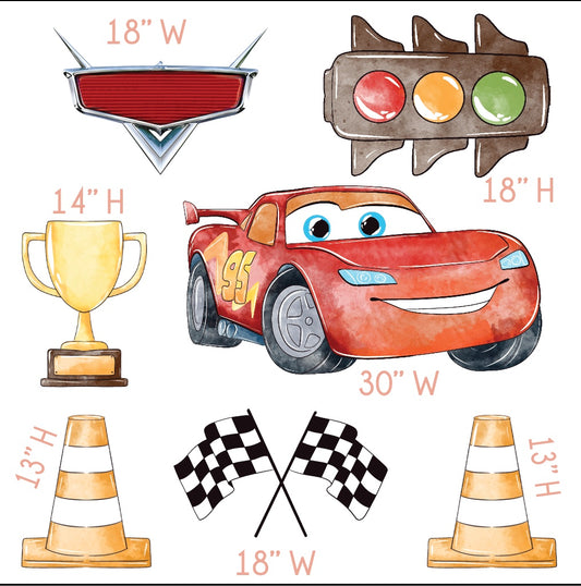 Cars Inspired Party 7 Piece Prop Set | Racing Birthday Decorations | Coroplast Cutouts
